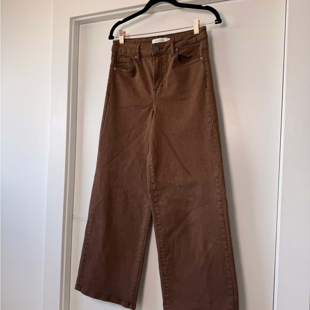 Hidden Wide Leg Jeans in Brown - Picture 3 of 9